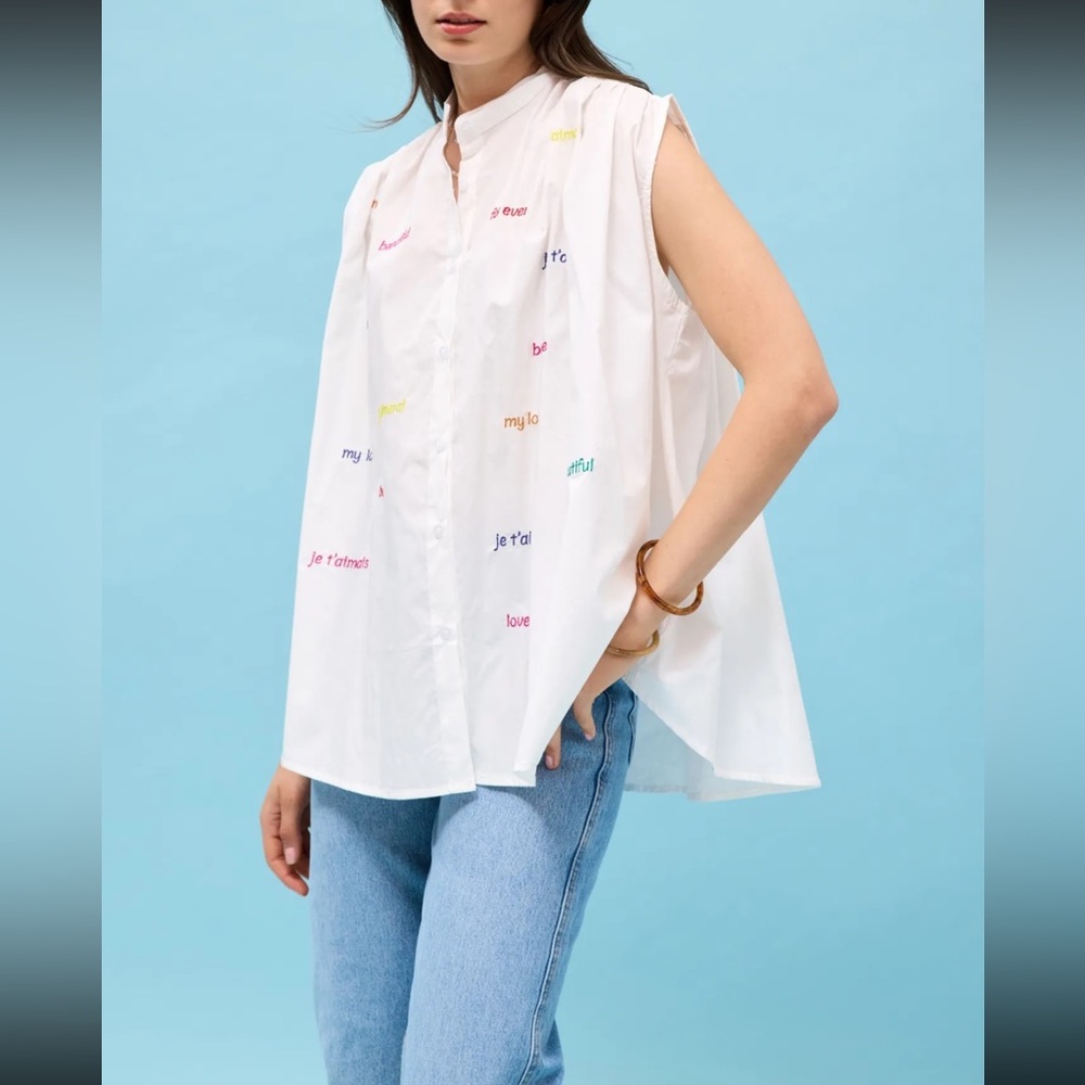 FROM PARIS FRANCE White Sleeveless Women's Top